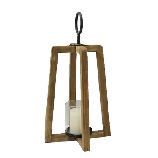 Wood with Metal Lantern - Large