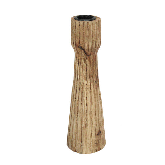 Wooden Taper Holder Etched with Lines (Assorted sizes)