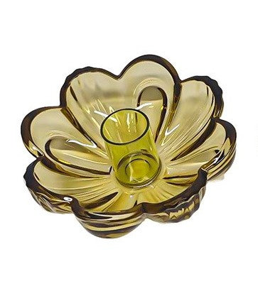 Small Glass Flower Candle Holder- Assorted Colours - Joshua & Company