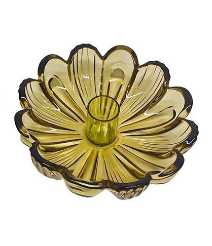 Large Glass Flower Candle Holder- Assorted Colours - Joshua & Company