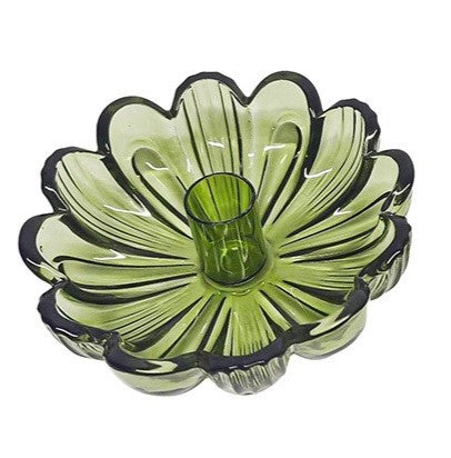 Large Glass Flower Candle Holder- Assorted Colours - Joshua & Company