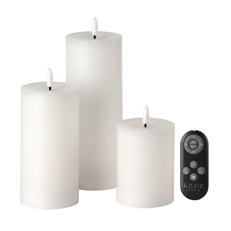 White Pillar LED Candle Set (3 Candles)