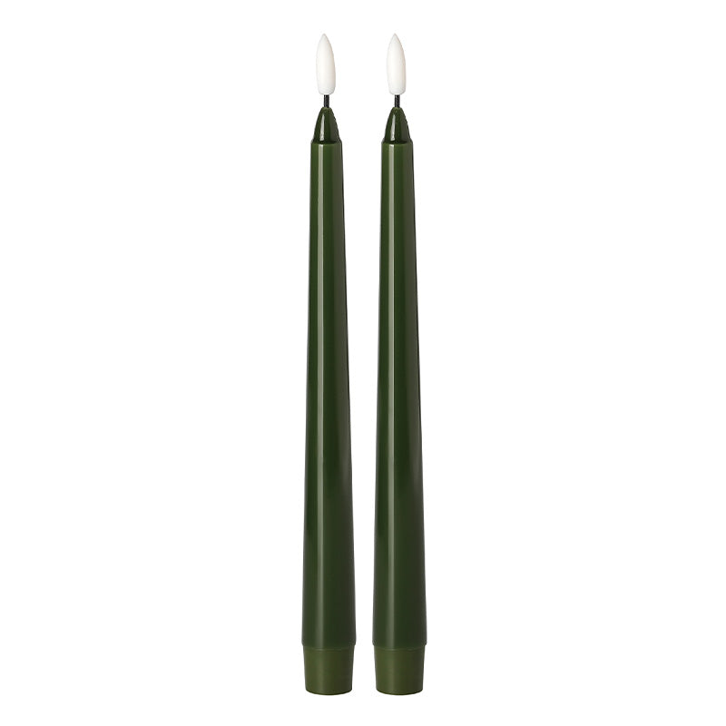 Moss Green LED Taper Candle 11" (Set of 2)