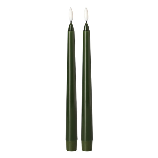 Moss Green LED Taper Candle 11" (Set of 2)