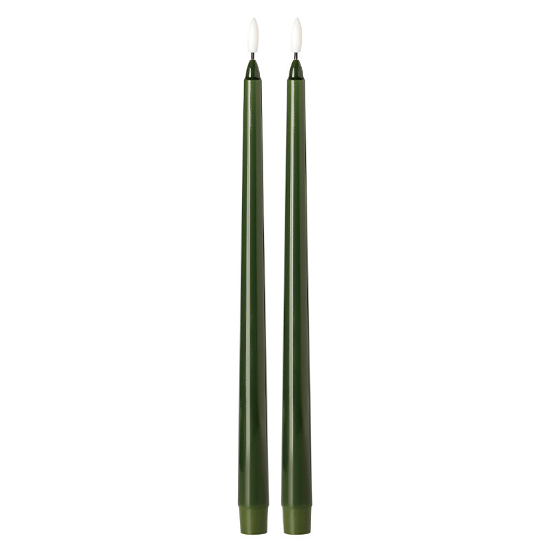Moss Green LED Taper Candle 15" (Set of 2)