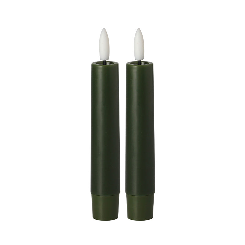 Moss Green LED Dinner Candle 6" (Set of 2)
