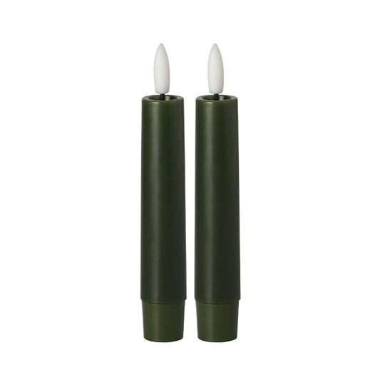 Moss Green LED Dinner Candle 6" (Set of 2)