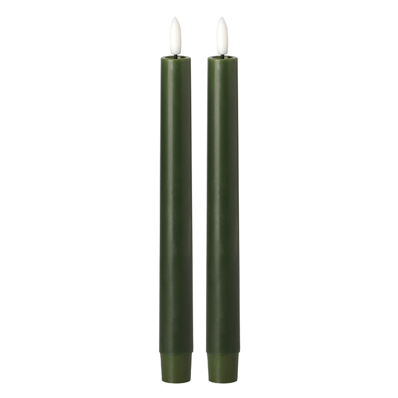Moss Green LED Dinner Candle 10" (Set of 2)