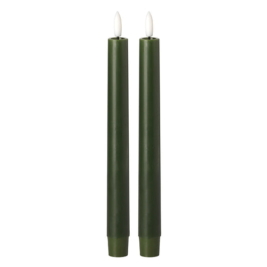 Moss Green LED Dinner Candle 10" (Set of 2)