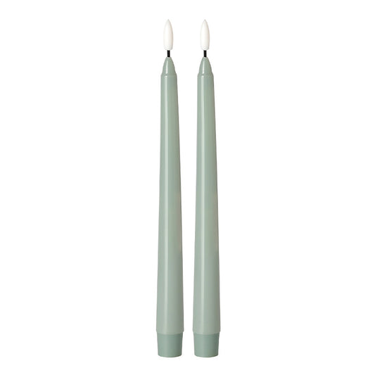 Sage Green LED Taper Candle 11" (Set of 2)