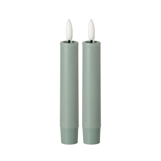 Sage Green LED Flameless Dinner Candle 6"