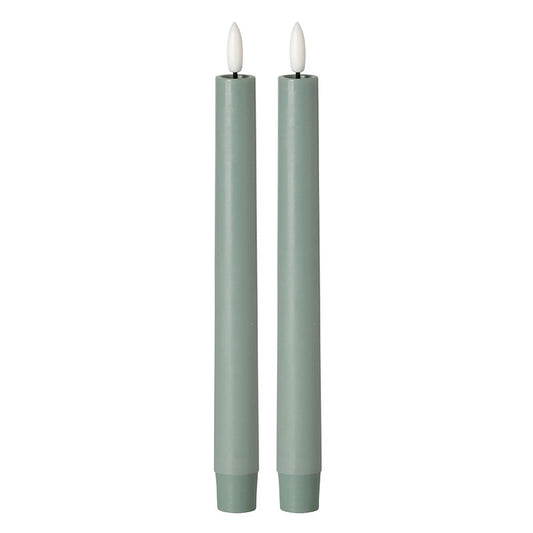 Sage Green LED Flameless Dinner Candle 10"