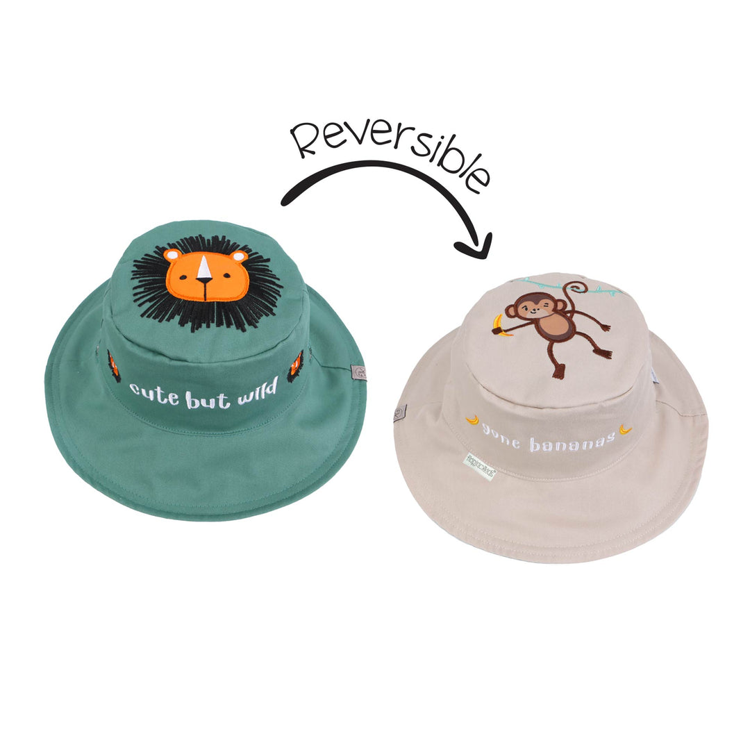 Reversible Kid's Sun Hat Lion/Monkey