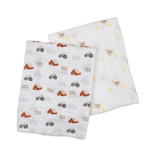 Lulujo Barnyard & Hen Swaddling Blankets