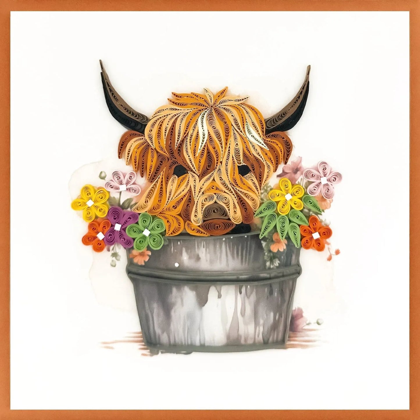 Quilling Card -Highland Cow Bucket