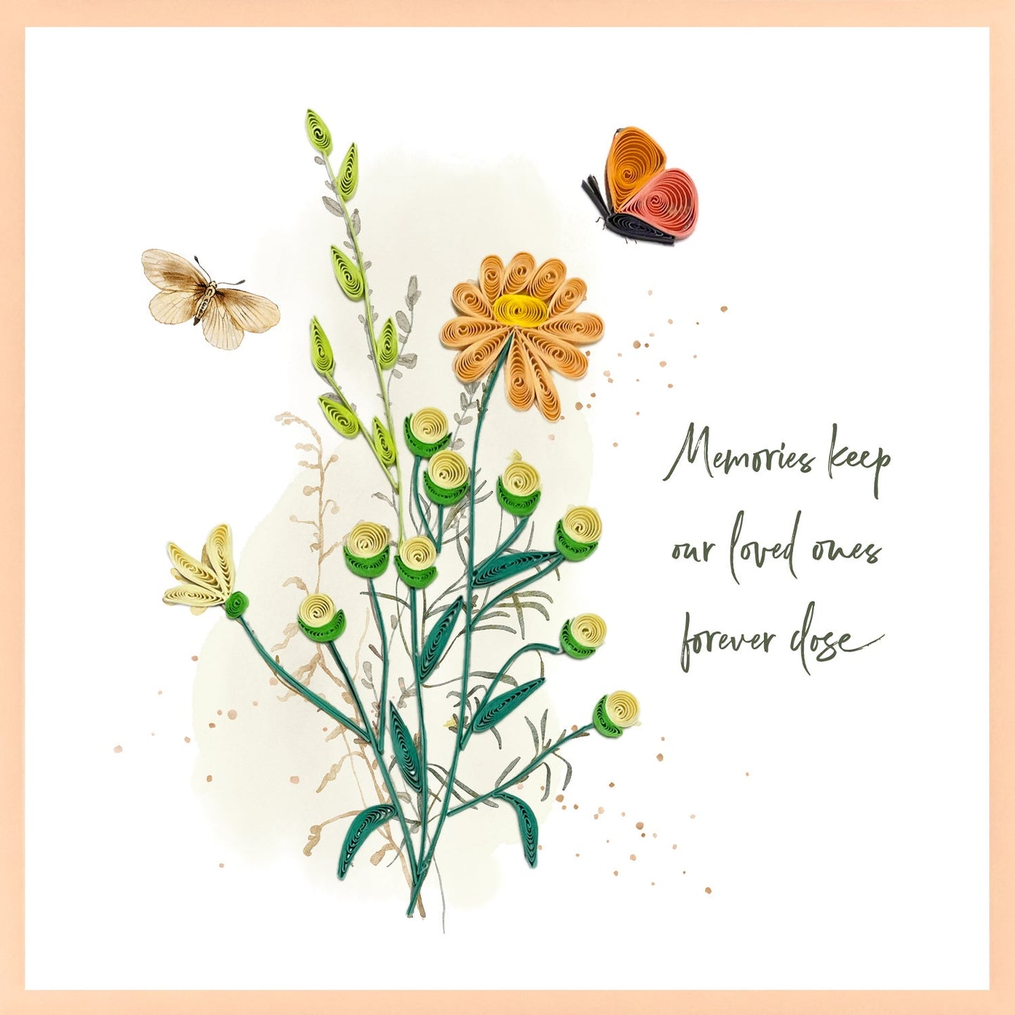 Quilling Card - Sympathy Neutral Flowers
