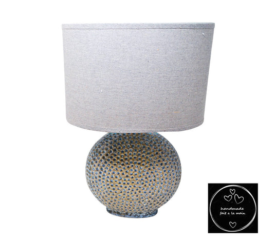 Rania Lamp - Dimpled Blue Base with Grey Shade