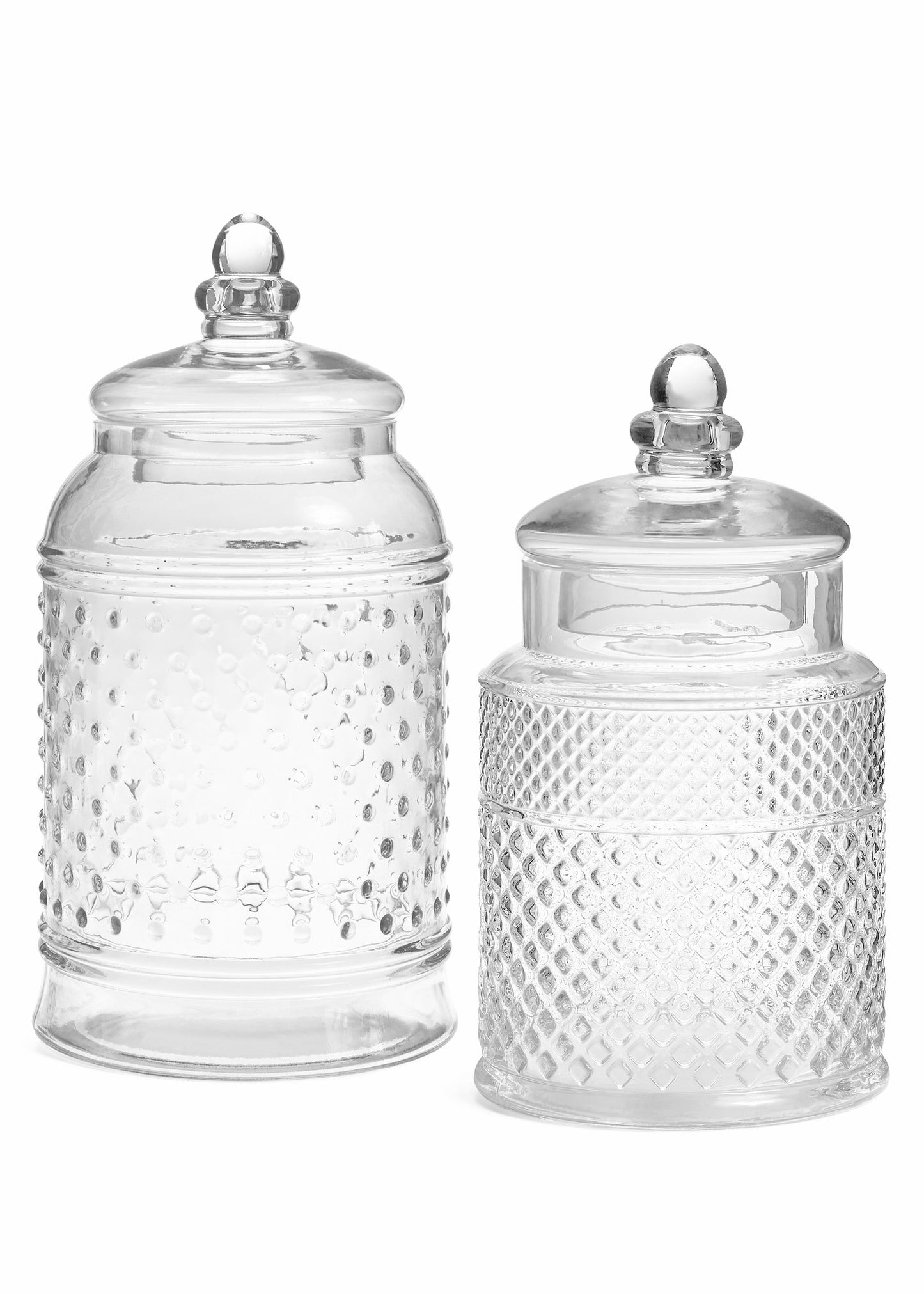 Textured Clear Glass Jar- Assorted Sizes