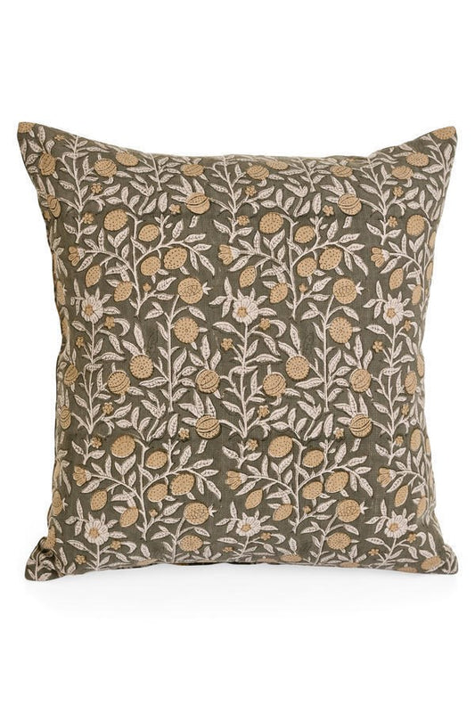 Cotton Block Print Cushion Ecru