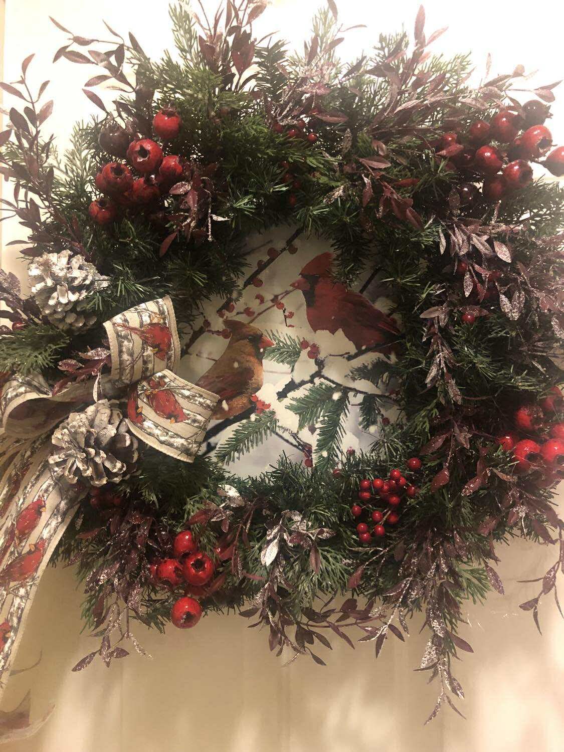 Wreath with Cardinals**Pick Up Only **