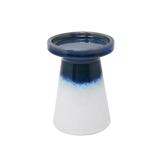 Navy Blue and White Pillar Candle Holder