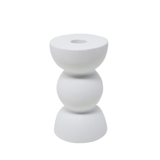 White Ceramic Candle Holder with Flat Top