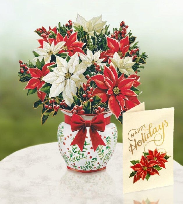 Mini Pop Up Card - Festive Poinsettias