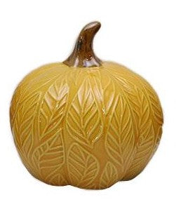 Short Yellow Ceramic Pumpkin