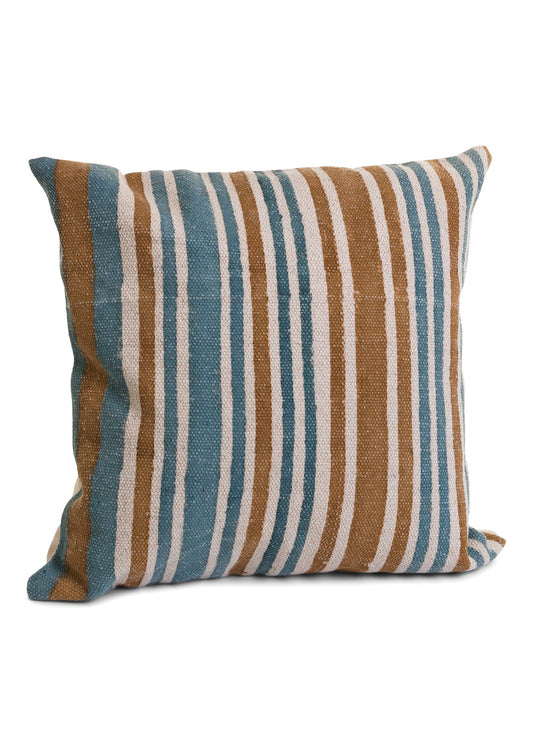 Cotton Block Print Striped Cushion 20"