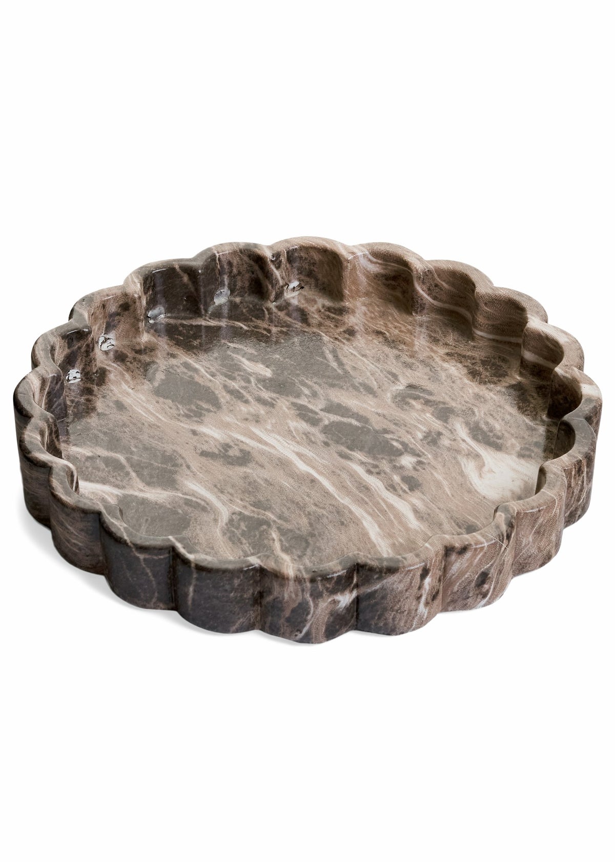 Brown Cement Scallop Edge Marble Dish