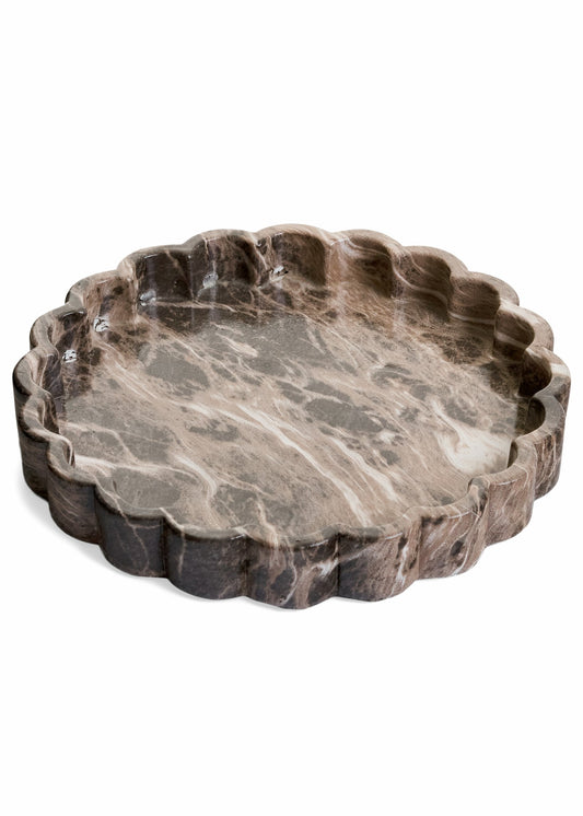 Brown Cement Scallop Edge Marble Dish