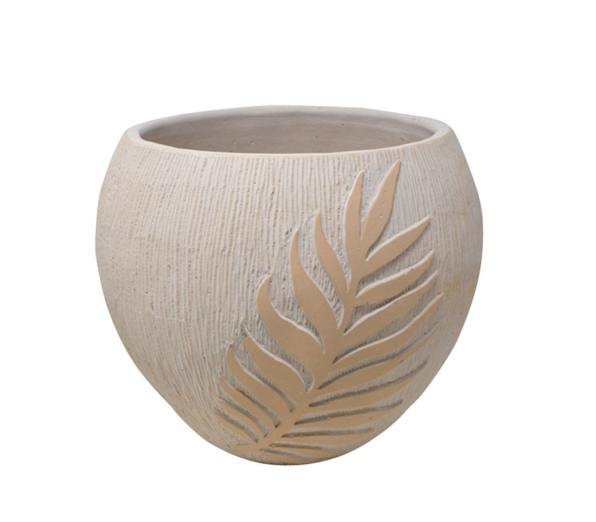 Textured Pot with Fern Leaf Design (Large)  **Store Pickup Only**