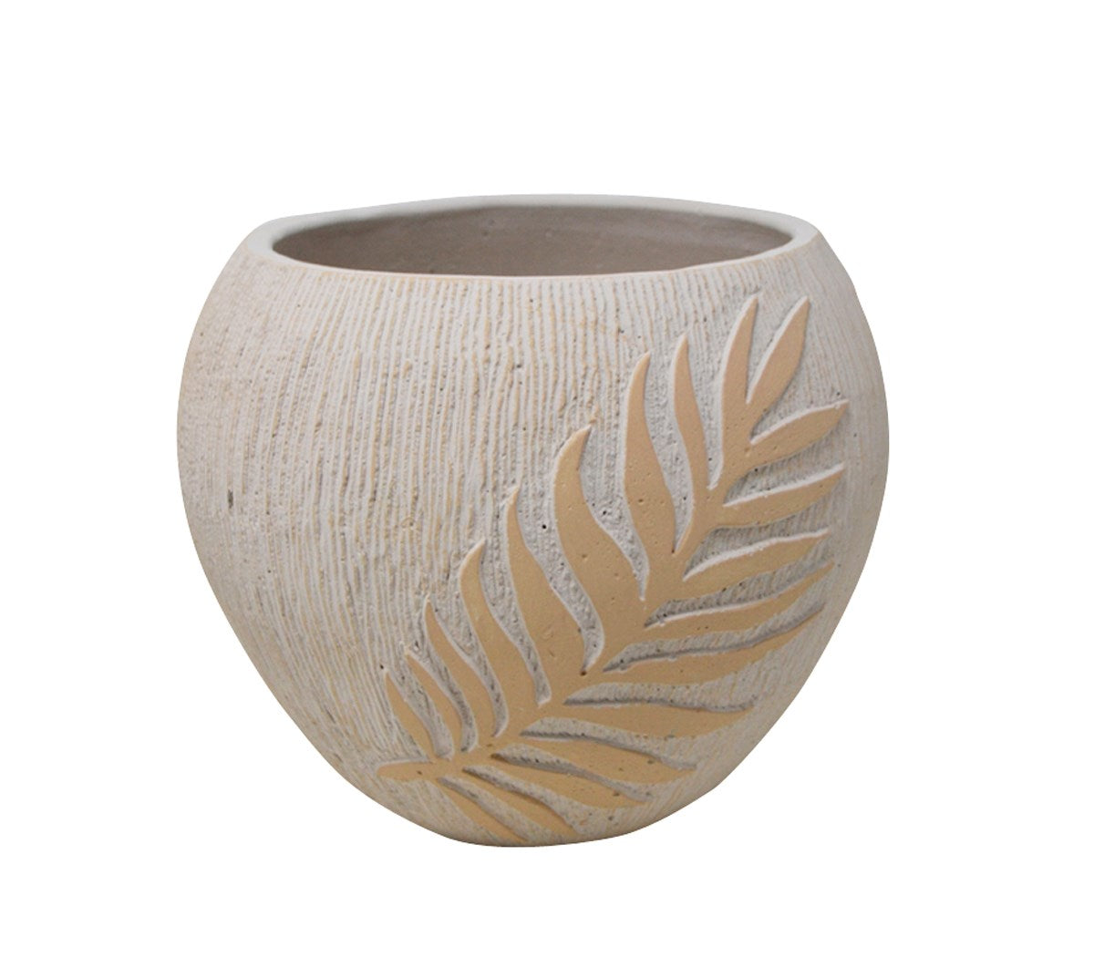 Textured Pot with Fern Leaf Design (small) **Store Pickup Only**