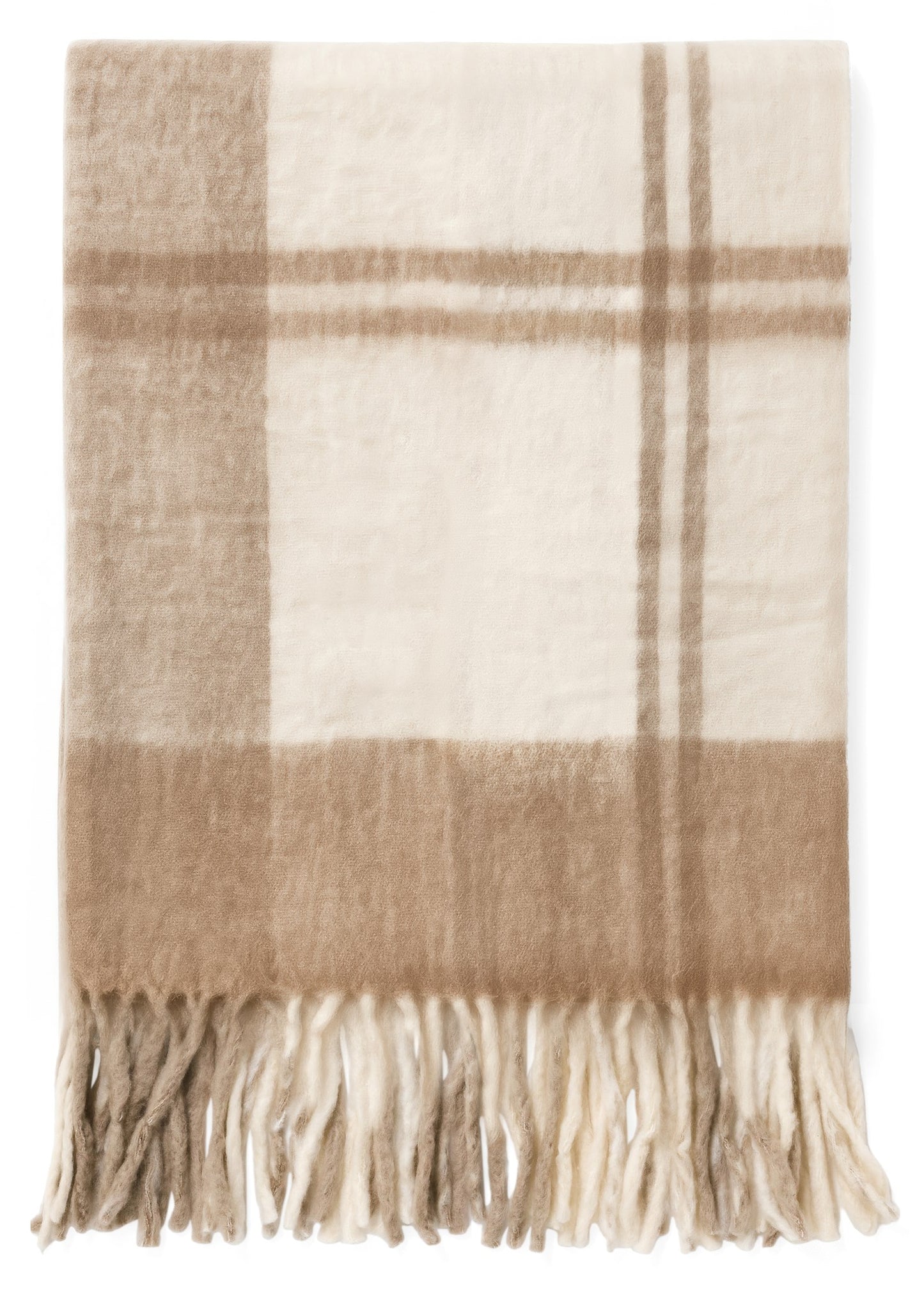 Beige and White Throw