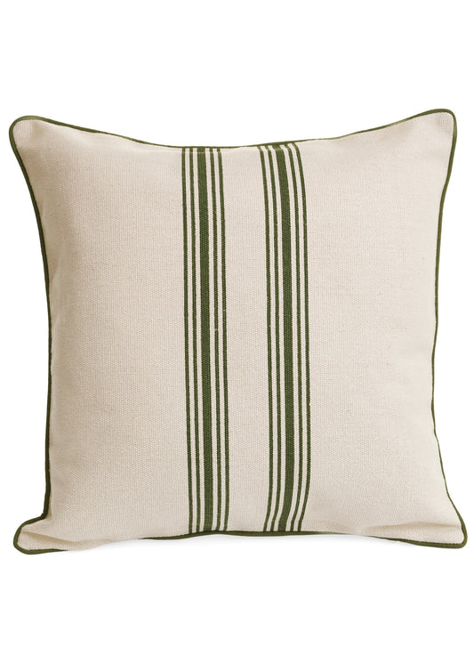 Green Cotton Striped Cushion