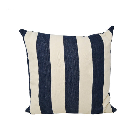 Navy and Cream Stripe Cushion 18"