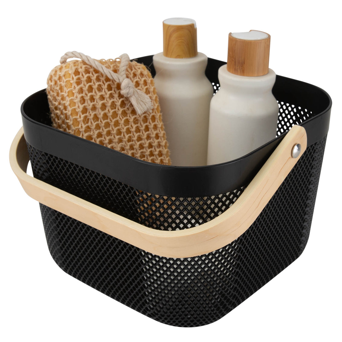 Mesh Storage Basket with Wooden Handle