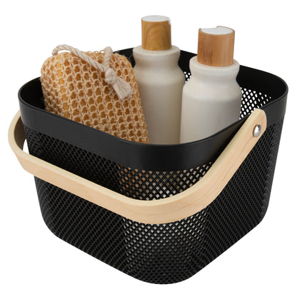Mesh Storage Basket with Wooden Handle