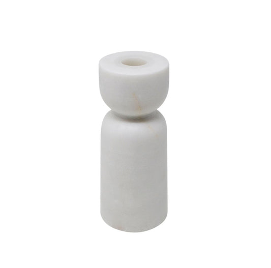 White Marble Candle Holder - tall/wide
