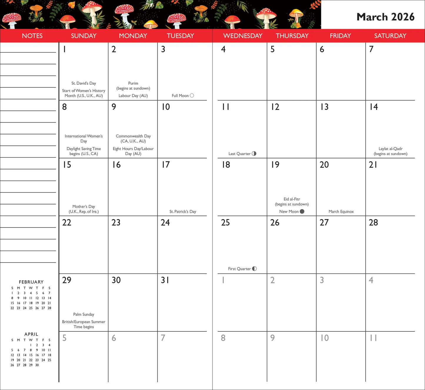 Mushroom Pocket Calendar 2YR