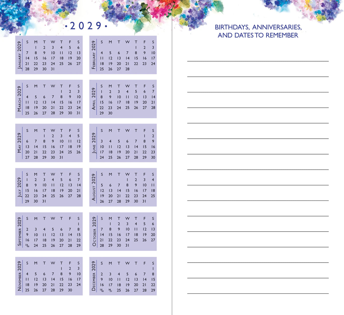 Hydrangeas Pocket Planner 2YR