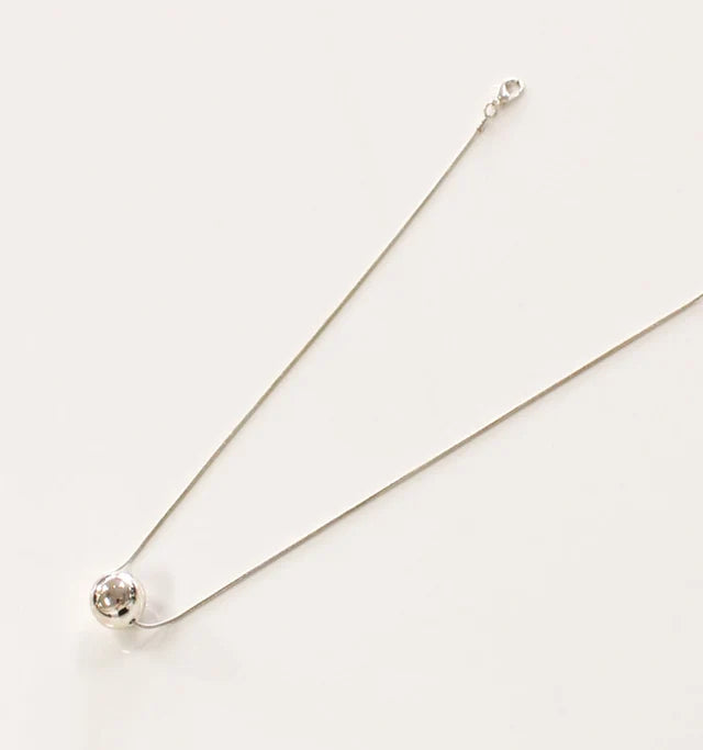 Short Necklace Silver-Tone Sphere