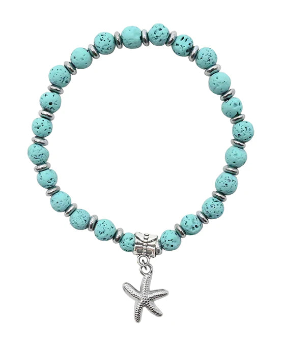 Turquoise Lava Stone Starfish Bracelet