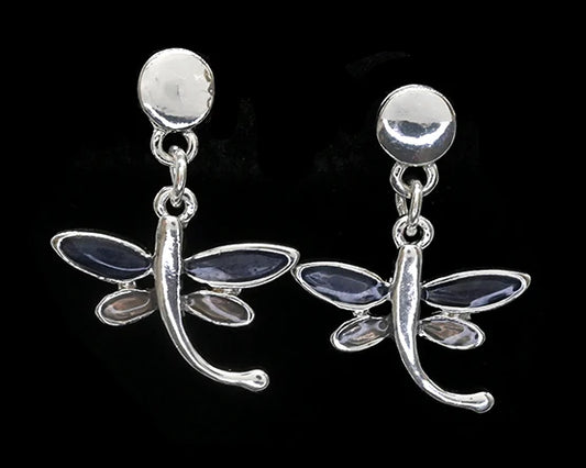 Grey and Silver Dragonfly Earring