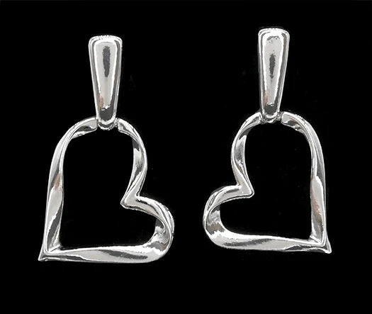 Silver Heart Dangling Earrings