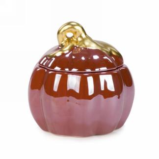 Orange and Gold Pumpkin Jar with Lid