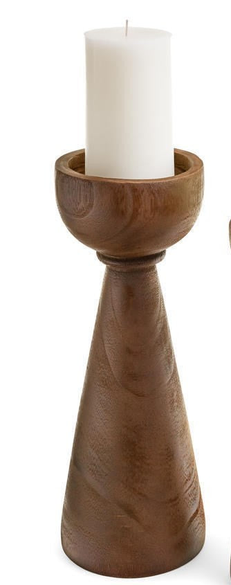 Candle Holder Paulownia Wood Medium Brown - Assorted Sizes - Joshua & Company