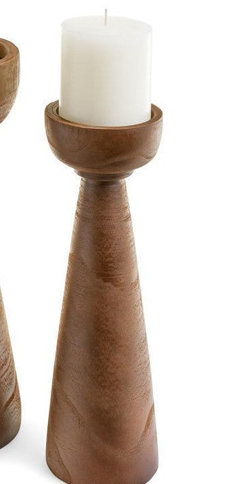 Candle Holder Paulownia Wood Medium Brown - Assorted Sizes - Joshua & Company