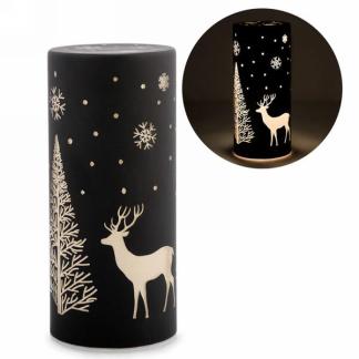 8" Led Black & Gold Glass Decor