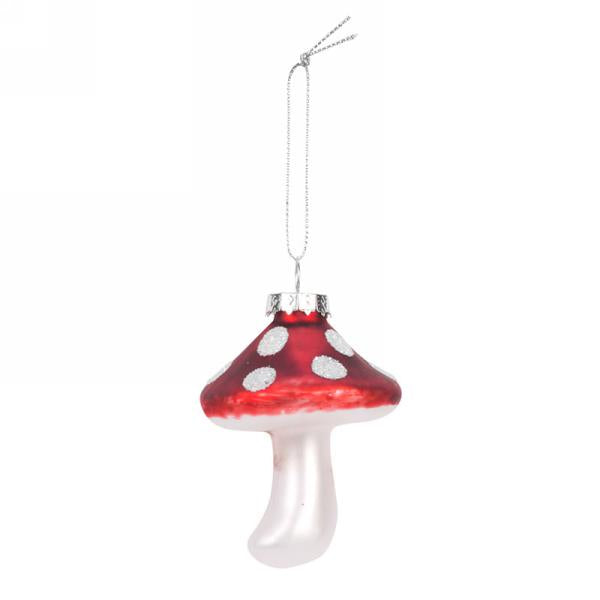 Glass Mushroom Ornament Matte Red